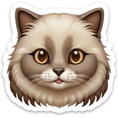 Cinematic Adorable Fluffy brown Seal Ragdoll Cat Portrait Emoji, Head tilted cutely with big, sparkling eyes, soft brown fur with darker seal points on the ears, face, and paws, Simplified yet irresistibly adorable features, highly detailed, glowing with a soft, warm glow, high shine, affectionate and playful, stylized with a touch of whimsy, bright and endearing, soft glowing outline, capturing the essence of a curious and loving kitten, so cute it feels like it could leap out of the screen and snuggle up for a cuddle! sticker