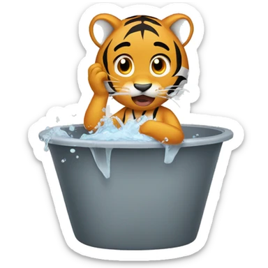 A tiger washing his hair sticker