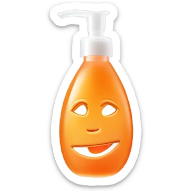 orange face wash in glass pump bottle, no face, no fruit  sticker