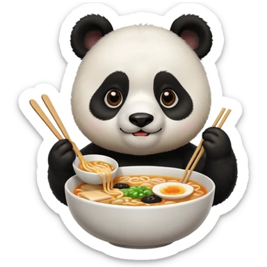 cute hungry panda eating ramen  sticker