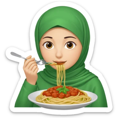 muslim hijau eat spageti sticker