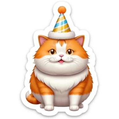 fat cat with birthday hat emoji sticker