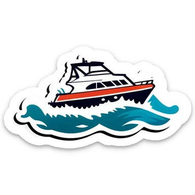 recreational boat in waves sticker