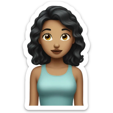 girl with light skin and black hair blowing a kiss sticker