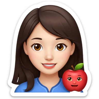 emoji of a very pretty brunette girl with Chinese features, simple and expressive, Apple emoji style sticker