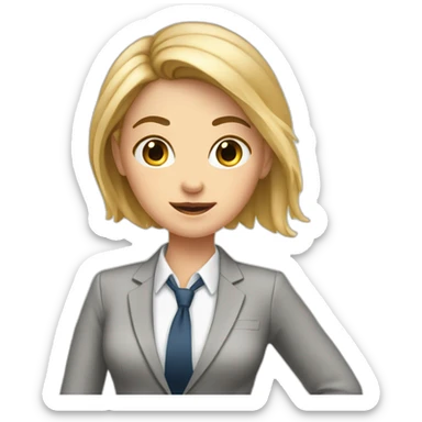 the white girl in the pantsuit says no with a gesture. sticker