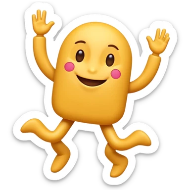 A cute 3D emoji of the English letter 'A' with cartoon arms and legs, dancing happily. Vibrant colors, expressive eyes, smiley face, high quality, white background, sticker style, glossy finish. sticker