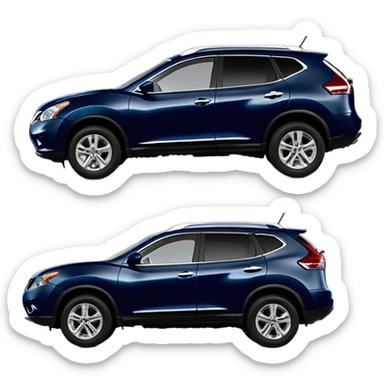 Car, dark blue 2014 Nissan Rogue Select, side view sticker