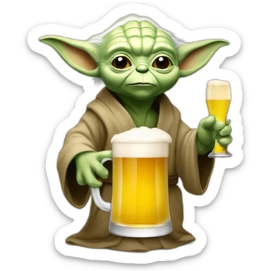 yoda qui bois un biere sticker
