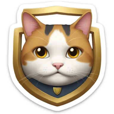 Fat calico cat with a shield  sticker