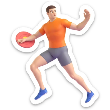 discus throw athlete, releasing discus, motion blur, determined sticker