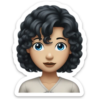 Girl with black hair and blue eyes and her hair is tied sticker