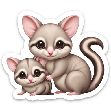 Fat and cute Japanese sugar glider  white. A mom anda a baby one very fat and cute sticker