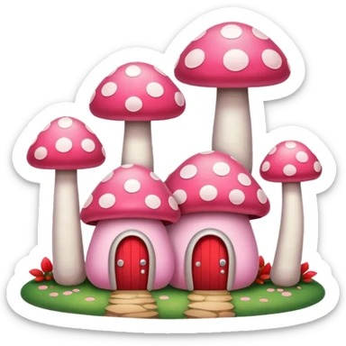 pink mushroom houses sticker