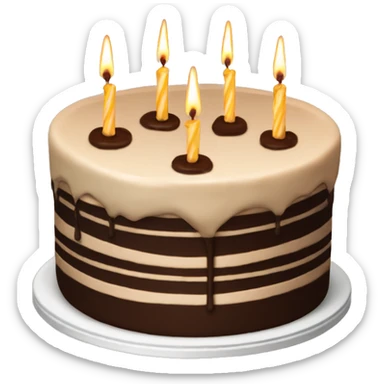 Aesthetic birthday cake with beige candles and chocolate topping  sticker