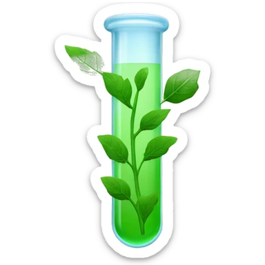Test tube surrounded with green leaves sticker