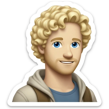 full body light curl blonde 30yo man blue eyed pale skin sticker