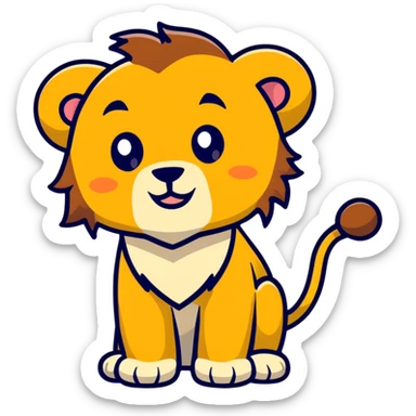 naughty lion looking sideways with mischievous expression sticker
