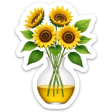 sunflower bouquet in a clear vase with scandinavian minimalist vibe sticker