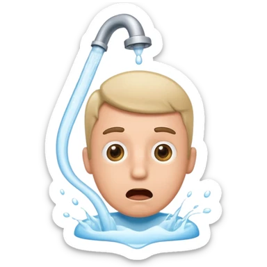 office man with a surprised face as toilet water pours over him sticker