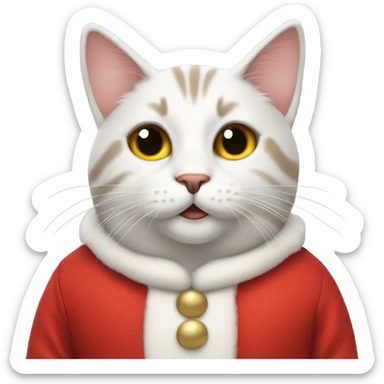 Cat in Santa outfit saying good morning sticker