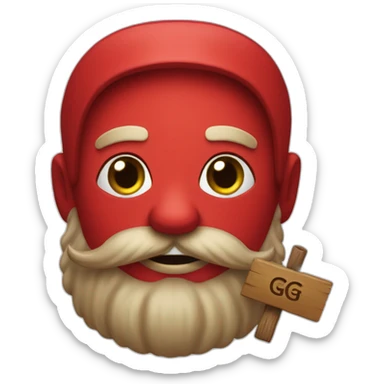 Red Cathulu with a beard holding a sign saying GG sticker