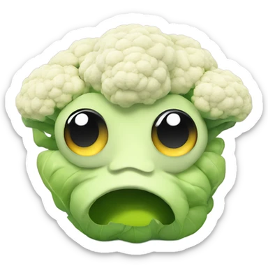 cauliflower looks into the mirror with big eyes sticker