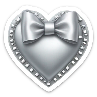a silver heart-shaped studded bow sticker