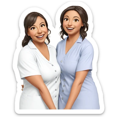 nurse girls sharing a smile sticker