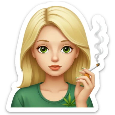 Blonde girl smoking weed sticker
