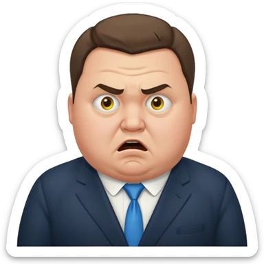 A chubby Ukrainian man in a suit is terrified sticker