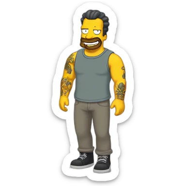 Tattooed man the Simpsons sticker