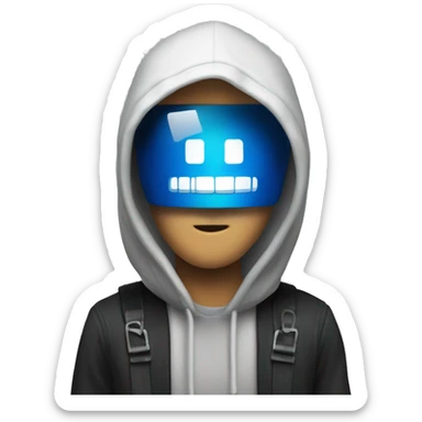 hacker in front of PC terminal sticker