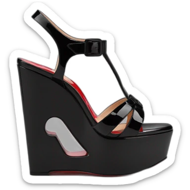 Platform wedges black louboutin sandal patent sticker
