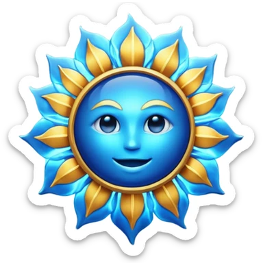 Verified badge with the body of a Sun ☀️ make the color blue and make sure they is no cartoon in it sticker