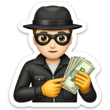 Robber with money sticker