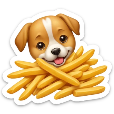 Dog Eating a French Fry sticker