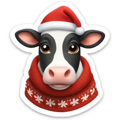 Cute Cow wearing Christmas Sweater  sticker