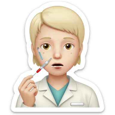 persona enferma con un termometro en la boca  pero que no tenga ropa de enferma y con una cara mas enferma sticker