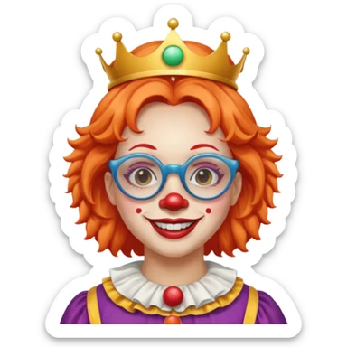 female clown with saint's halo with glasses sticker