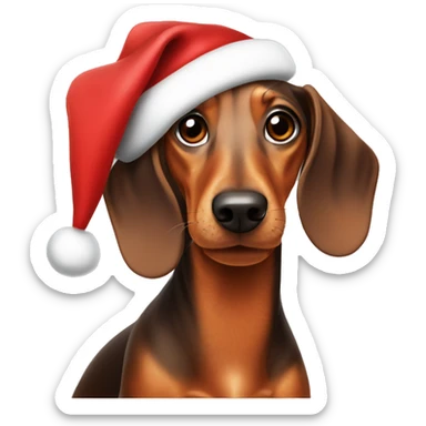 dachshund wearing christmas hat sticker