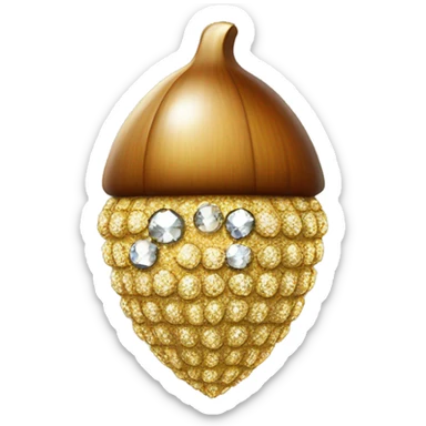 sparkling diamond Acorn, gold stem sticker
