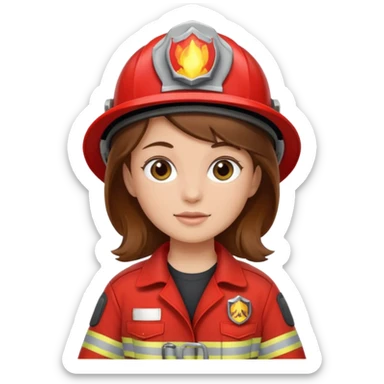 girl fireman with brown hair sticker