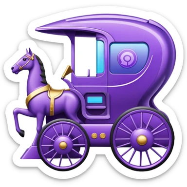 Semi futuristic chariot that’s purple and related to banking sticker