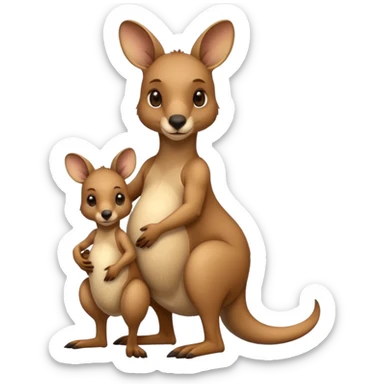 A kangaroo which has its baby kangaroo in its pouch sticker