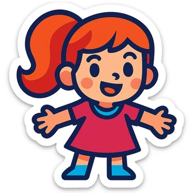 cute girl, vibrant toon style sticker