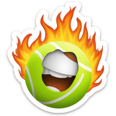 tennis ball on fire sticker