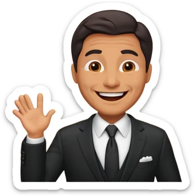 een man van 50 die een theather voorstelling geeft en een leuke grap maak sticker