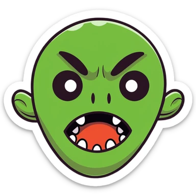 cartoonish horror face with bulging eyes and mouth open sticker