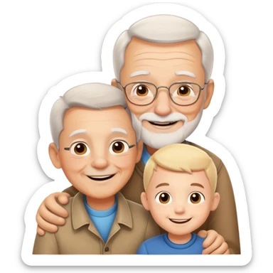 small kid with grandpa, smiling together, warm and friendly sticker